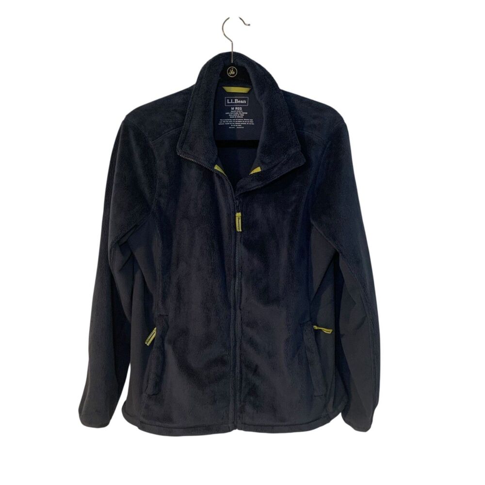 LL Bean Womens Navy Blue Full Zip Sherpa Micro Fleece Lined Jacket M Outdoors